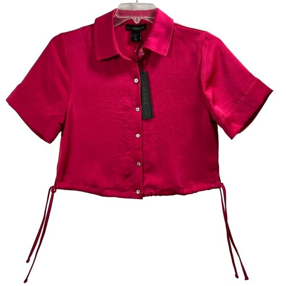 House of Harlow Satin SET Sm Top Lg pants High Elastic Waist Pink Barbiecore NWT - Picture 12 of 16